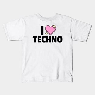 I LOVE TECHNO (black) Kids T-Shirt